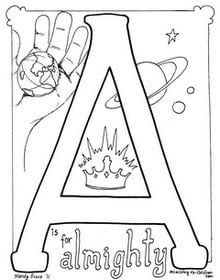 free "A is for Almighty" coloring page