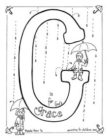 Bible Alphabet coloring page "G is for God's Grace"