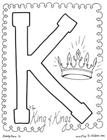 K alphabet coloring page